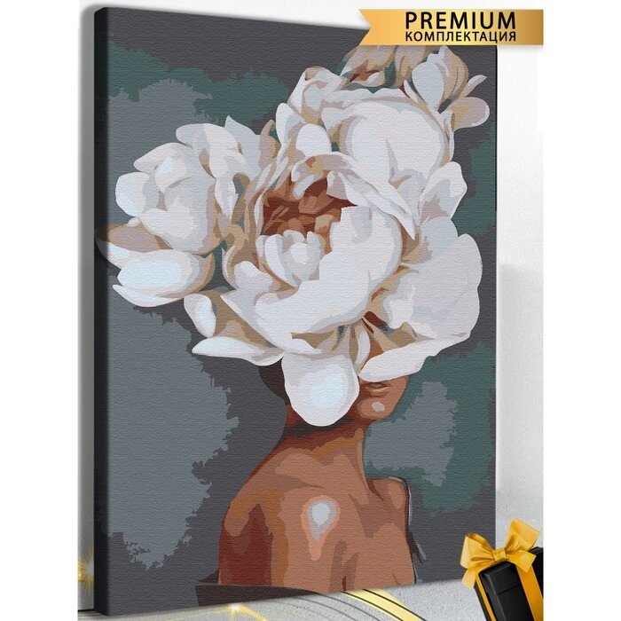 Картина по номерам "Девушка и цветок" холст на подрамнике 40*60 132 от компании Интернет-гипермаркет «MOLL» - фото 1