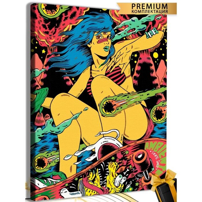 Картина по номерам "Девушка на скейте" холст на подрамнике 40*50 492 от компании Интернет-гипермаркет «MOLL» - фото 1