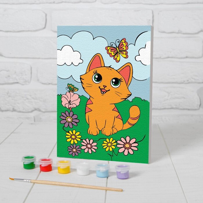 Картина по номерам "Котёнок с бабочкой" 2115 см от компании Интернет-гипермаркет «MOLL» - фото 1