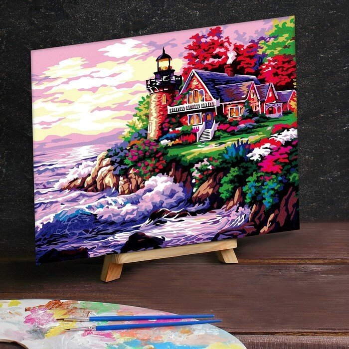 Картина по номерам на холсте 4050 см "Домик с маяком у моря" от компании Интернет-гипермаркет «MOLL» - фото 1
