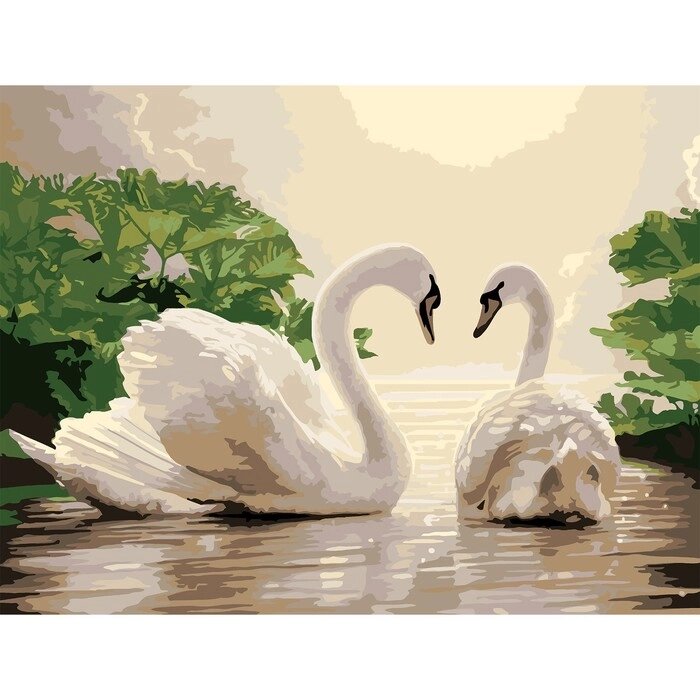 Картина по номерам на холсте "Лебеди на тихом пруду", 40х30 см от компании Интернет-гипермаркет «MOLL» - фото 1