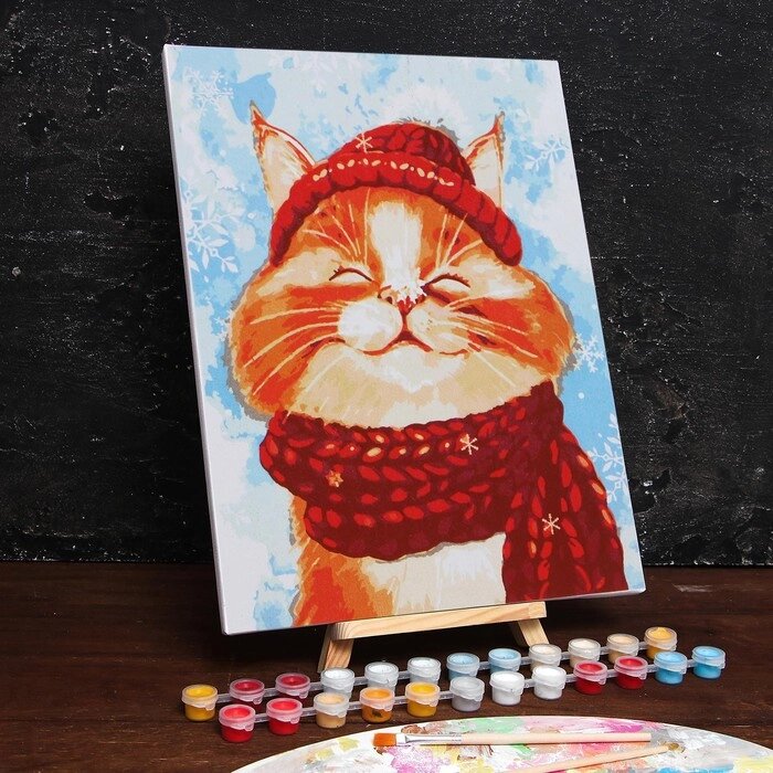 Картина по номерам на холсте с подрамником "Довольный кот" 30х40 см от компании Интернет-гипермаркет «MOLL» - фото 1