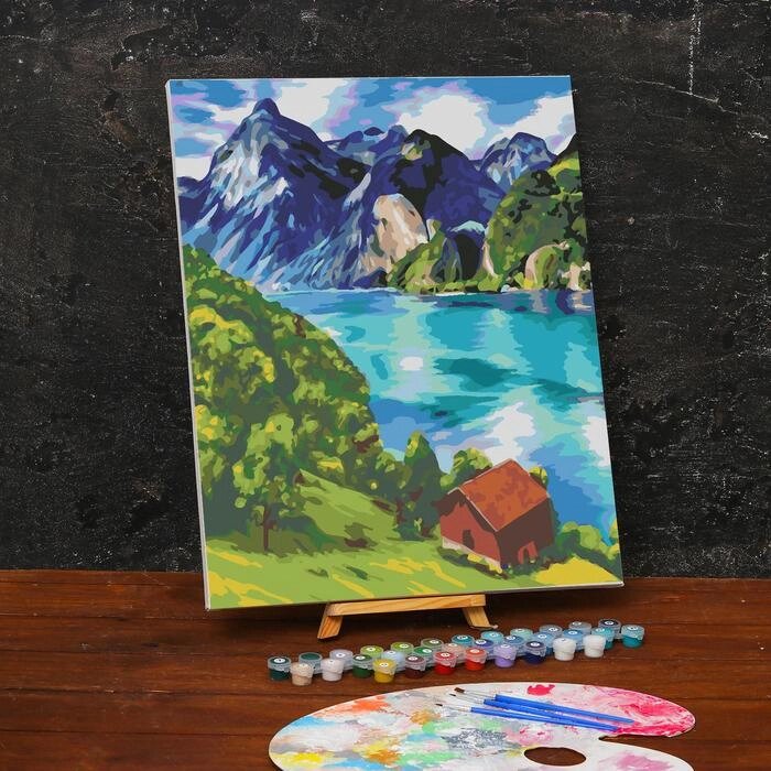 Картина по номерам на холсте с подрамником "Горное озеро" 40х50 см от компании Интернет-гипермаркет «MOLL» - фото 1