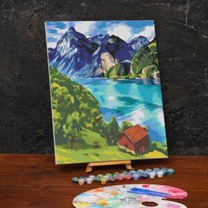 Картина по номерам на холсте с подрамником "Горное озеро" 40х50 см