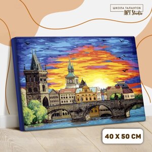 Картина по номерам на холсте с подрамником "Карлов Мост. Прага"