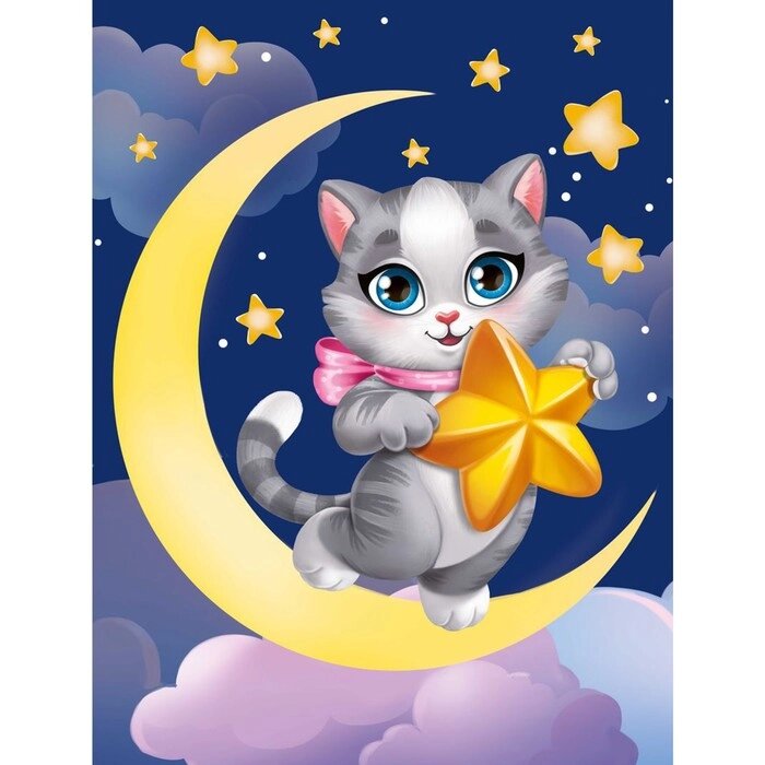 Картина по номерам на холсте с подрамником "Котик со звёздочкой" 30х40 см от компании Интернет-гипермаркет «MOLL» - фото 1