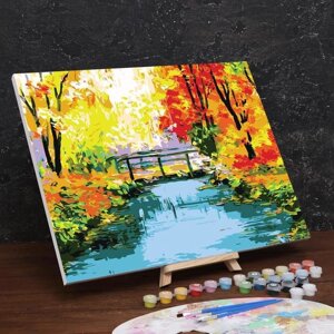 Картина по номерам на холсте с подрамником "Осенний мост" 4050 см