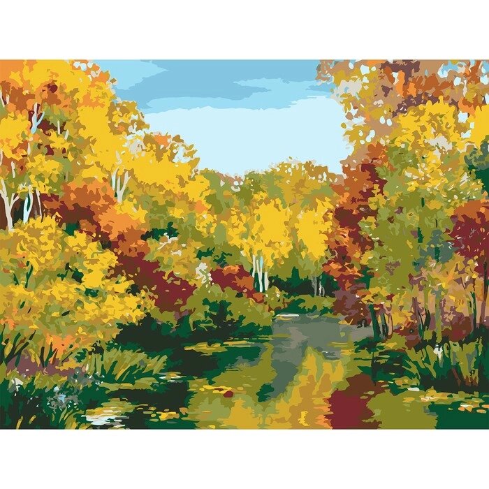 Картина по номерам на холсте с подрамником "Осенний пруд", 40х30 см от компании Интернет-гипермаркет «MOLL» - фото 1
