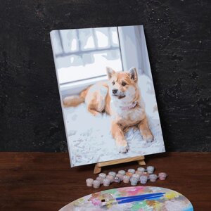 Картина по номерам на холсте с подрамником "Пёс на ковре", 40х30 см