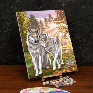 Картина по номерам на холсте с подрамником "Волки" 4050 см