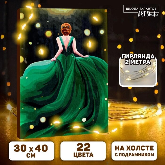 Картина по номерам с подрамником и гирляндой  "Платье", 30*40 см от компании Интернет-гипермаркет «MOLL» - фото 1
