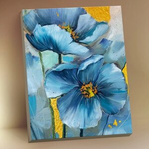 Картина по номерам с поталью 40х50 "Голубые цветы"18 цветов) HR0602