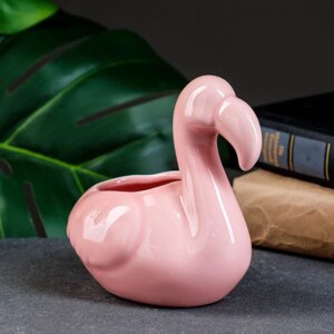 Кашпо фигурное "Фламинго" розовое 13*12см