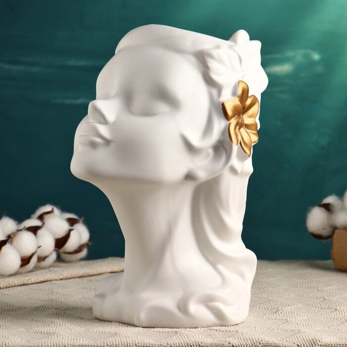 Кашпо фигурное "Голова девушки", белое от компании Интернет-гипермаркет «MOLL» - фото 1