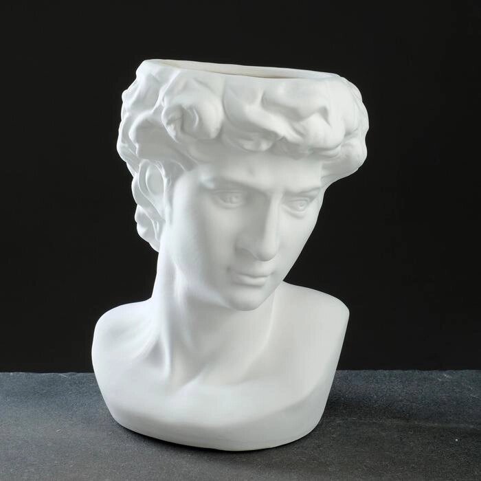 Кашпо керамическое "Голова" белое, 25*18см от компании Интернет-гипермаркет «MOLL» - фото 1