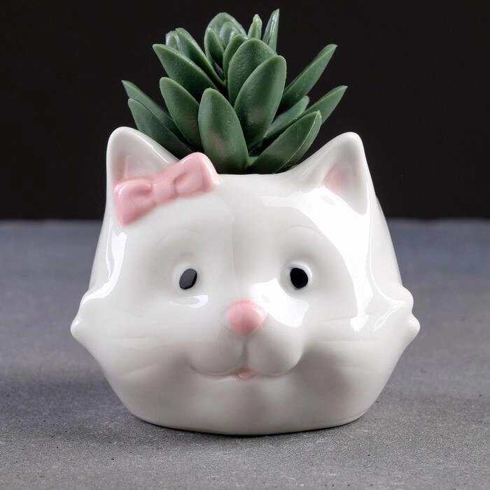 Кашпо керамическое "Кошка" 10*8см от компании Интернет-гипермаркет «MOLL» - фото 1