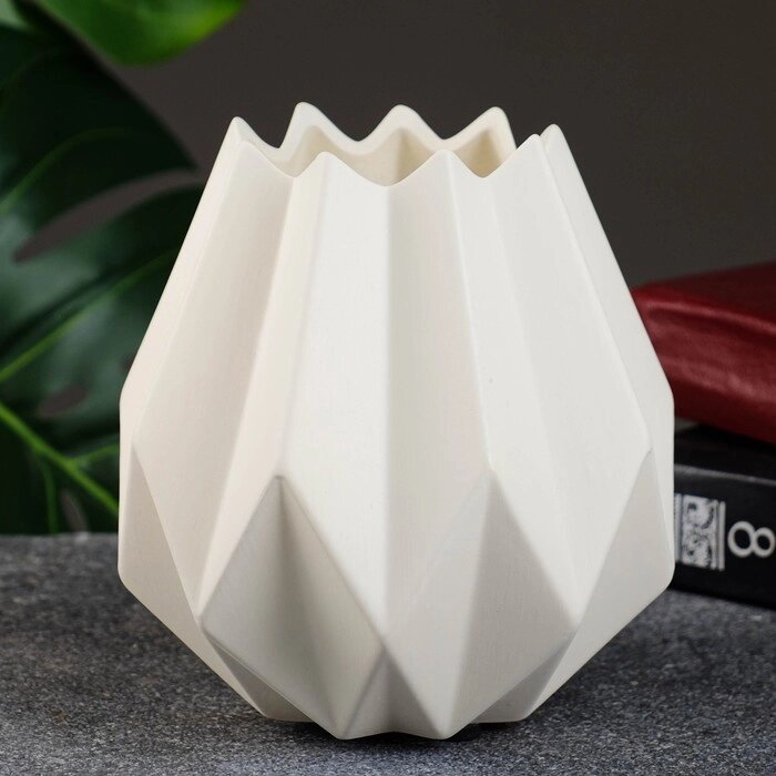 Кашпо керамическое Треугольники 14*7*7см, белое от компании Интернет-гипермаркет «MOLL» - фото 1