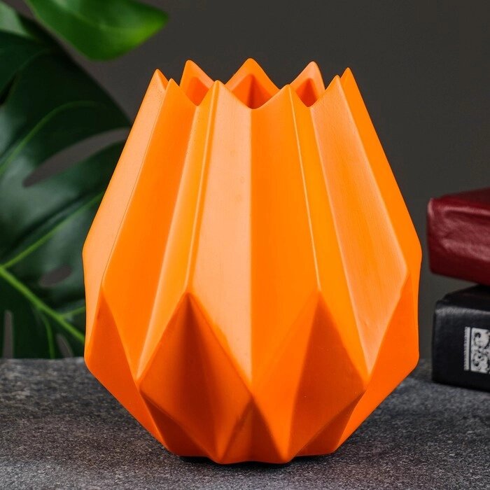 Кашпо керамическое Треугольники 14*7*7см, оранжевое от компании Интернет-гипермаркет «MOLL» - фото 1