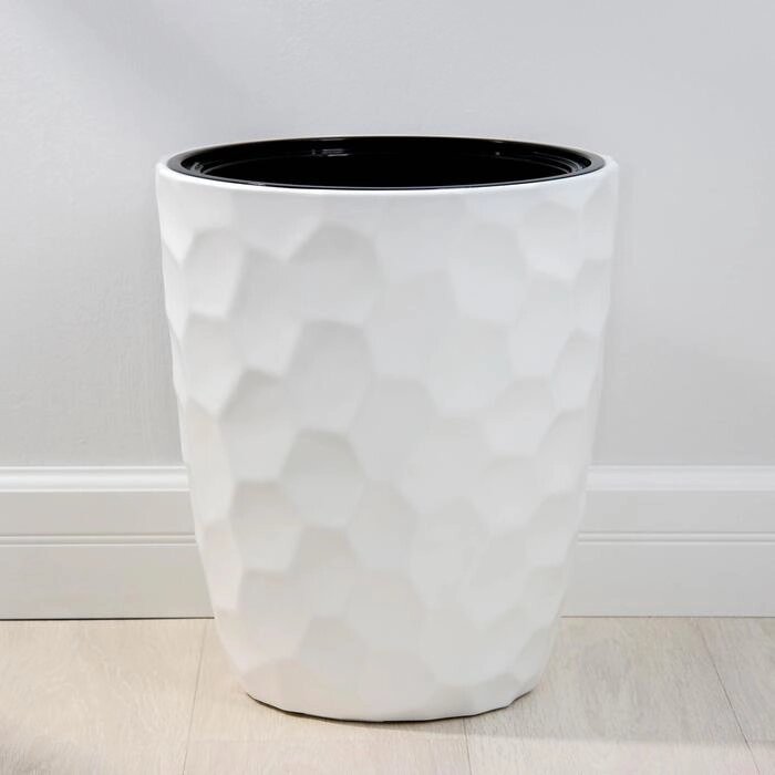Кашпо "Мозаика", 19,5 л (вставка 9 л), цвет белый от компании Интернет-гипермаркет «MOLL» - фото 1