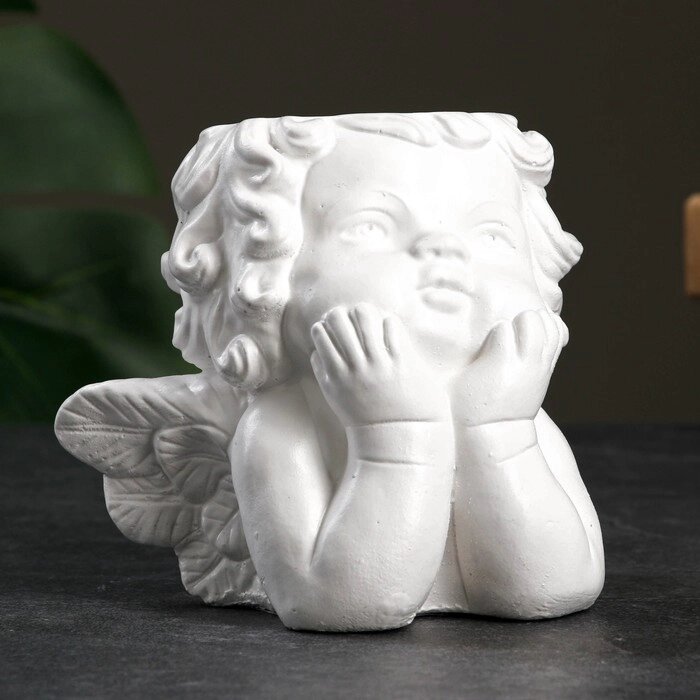 Кашпо - органайзер "Мечтающий ангел" белый, 10см от компании Интернет-гипермаркет «MOLL» - фото 1