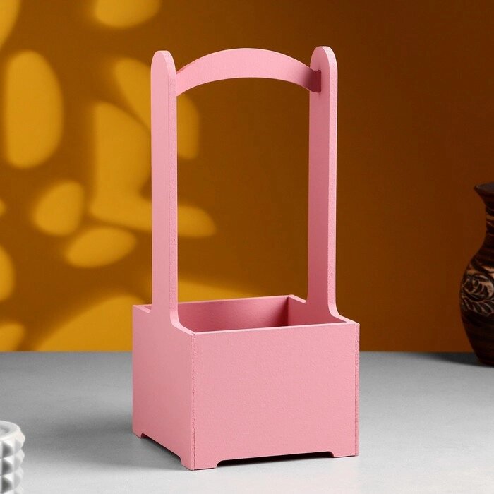 Кашпо - ящик деревянный 13,5х13,5х30 см Розовый Коралл от компании Интернет-гипермаркет «MOLL» - фото 1