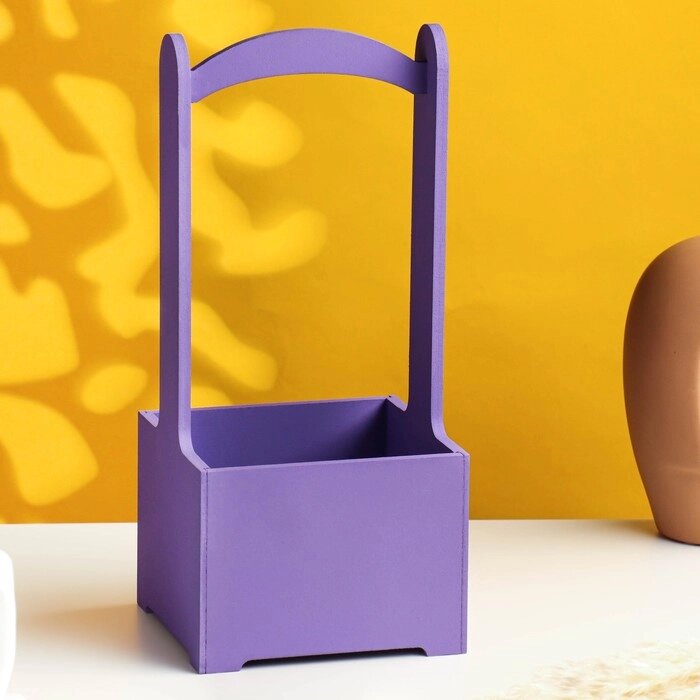 Кашпо - ящик деревянный 13,5х13,5х30 см см фиолетовый от компании Интернет-гипермаркет «MOLL» - фото 1