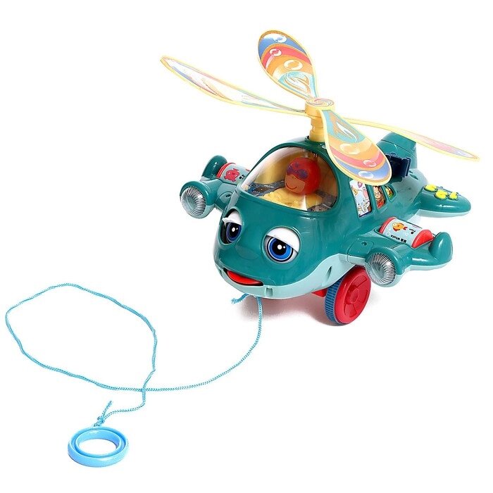 Каталка на палочке и верёвке "Весёлый самолетик", цвета МИКС от компании Интернет-гипермаркет «MOLL» - фото 1