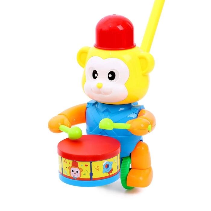 Каталка на палочке "Обезьянка барабанщик", цвета МИКС от компании Интернет-гипермаркет «MOLL» - фото 1