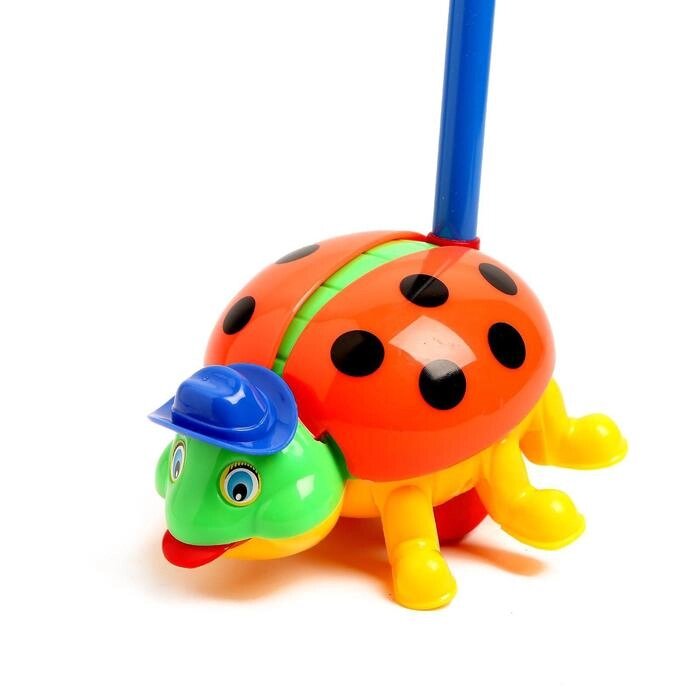Каталка "Жучок" на палочке, цвета МИКС от компании Интернет-гипермаркет «MOLL» - фото 1