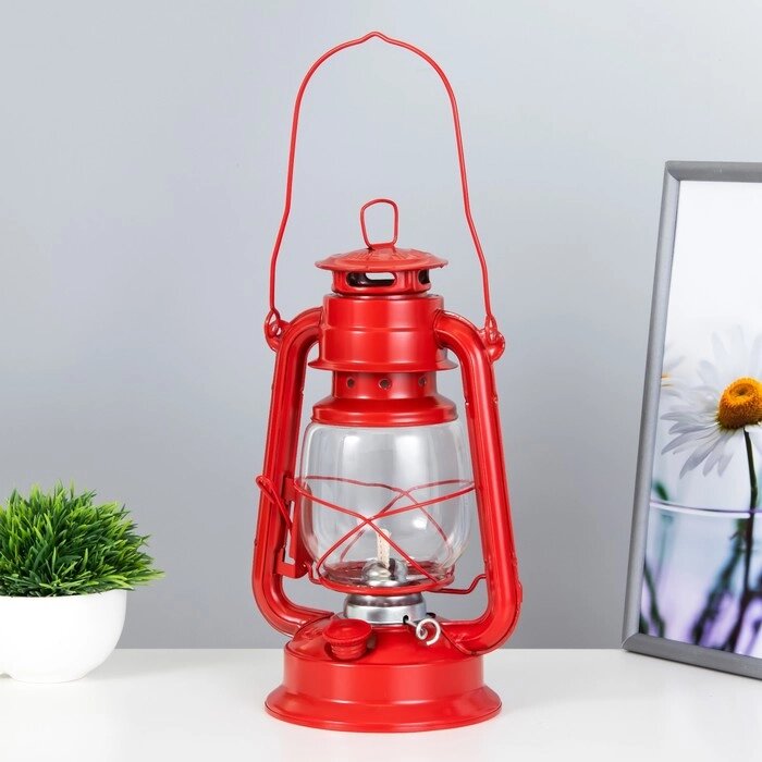Керосиновая лампа декоративная красный 14х18х27,5 см от компании Интернет-гипермаркет «MOLL» - фото 1