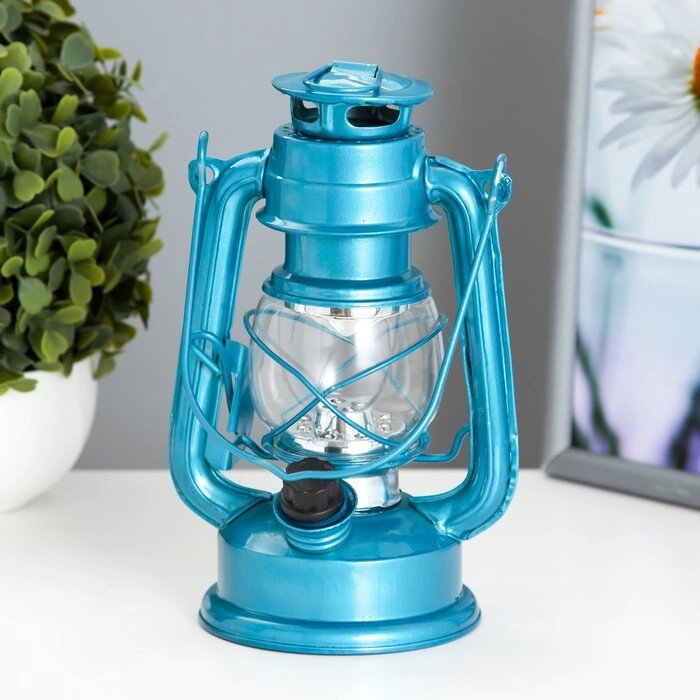 Керосиновая лампа декоративная лазурный 9,5х13,5х18,5 см от компании Интернет-гипермаркет «MOLL» - фото 1
