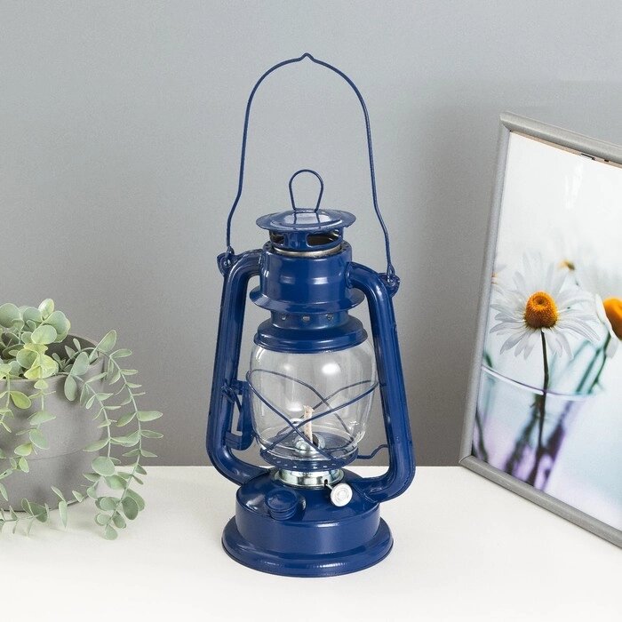 Керосиновая лампа декоративная синий 14х18х27,5 см от компании Интернет-гипермаркет «MOLL» - фото 1