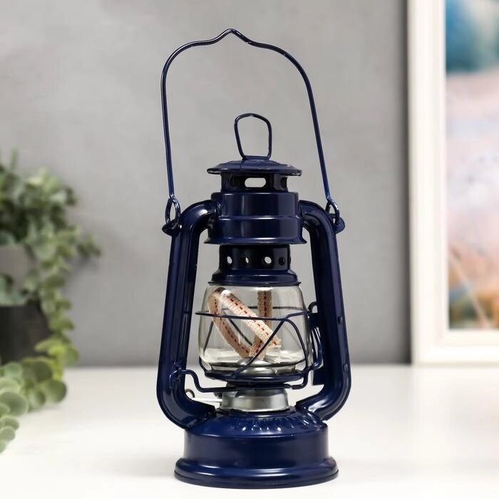 Керосиновая лампа декоративная синий 9,7х12,5х19 см от компании Интернет-гипермаркет «MOLL» - фото 1