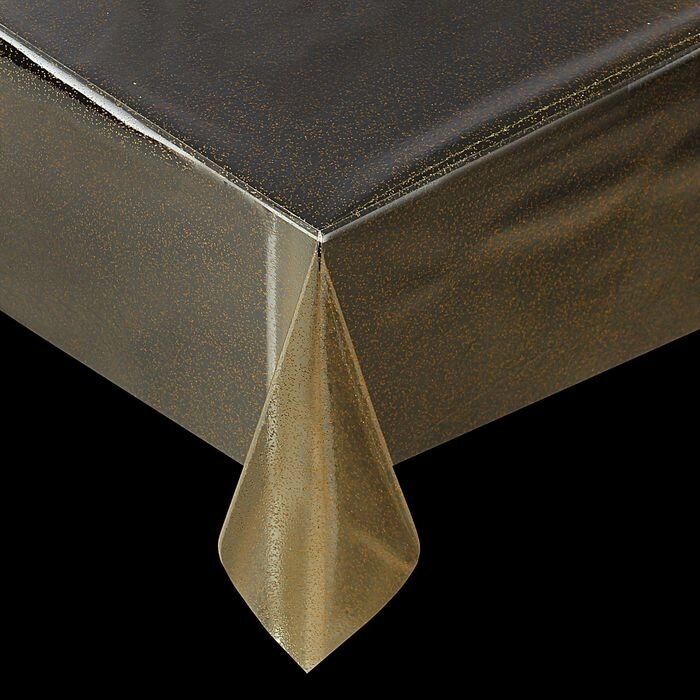 Клеёнка ПВХ, ширина 137 см, толщина 0,16 мм, рулон 50 м, прозрачная с золотом от компании Интернет-гипермаркет «MOLL» - фото 1