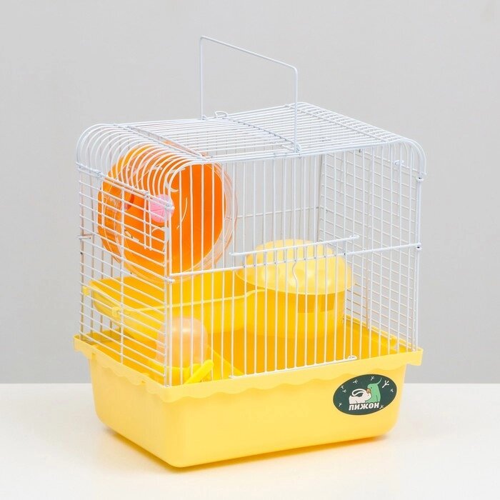 Клетка для грызунов "Пижон", 23 х 17 х 26 см, эмаль, жёлтая от компании Интернет-гипермаркет «MOLL» - фото 1