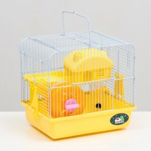 Клетка для грызунов "Пижон", укомплектованная, 27 х 21 х 26 см, жёлтая