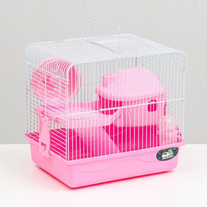 Клетка для грызунов с двухэтажная наполнением 31 х 24 х 29 см, розовая от компании Интернет-гипермаркет «MOLL» - фото 1
