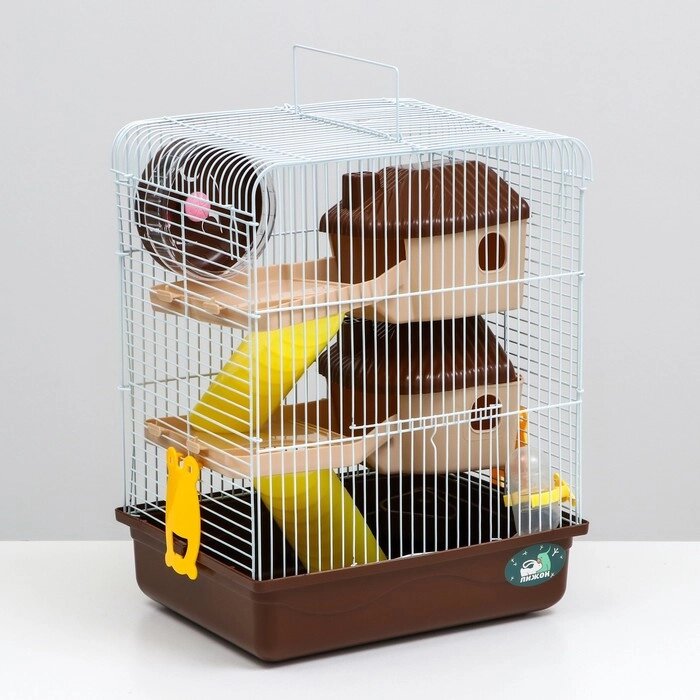 Клетка для грызунов с двухэтажная наполнением 31 х 24 х 40 см, коричневая от компании Интернет-гипермаркет «MOLL» - фото 1