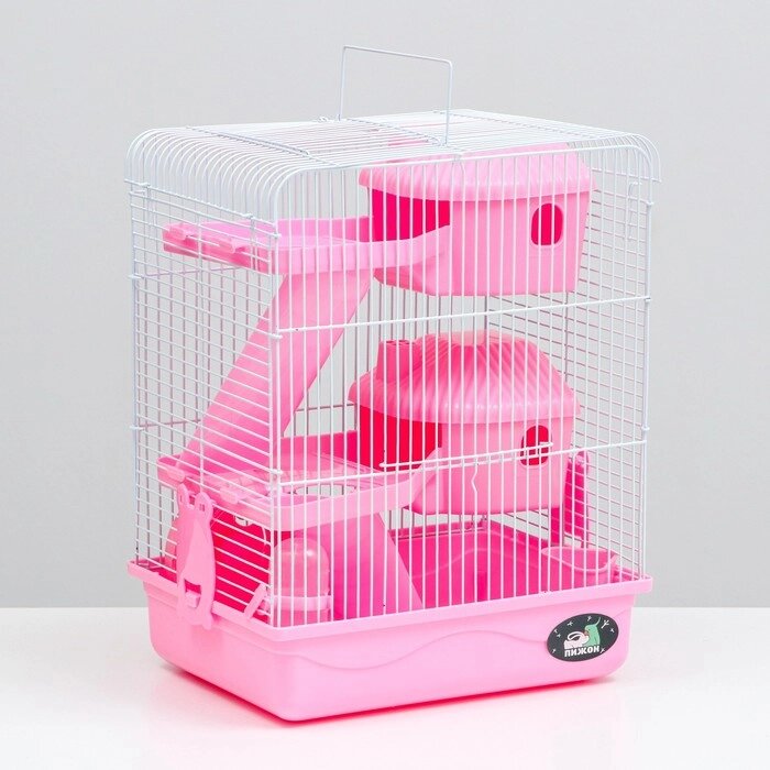 Клетка для грызунов с двухэтажная наполнением 31 х 24 х 40 см, розовая от компании Интернет-гипермаркет «MOLL» - фото 1
