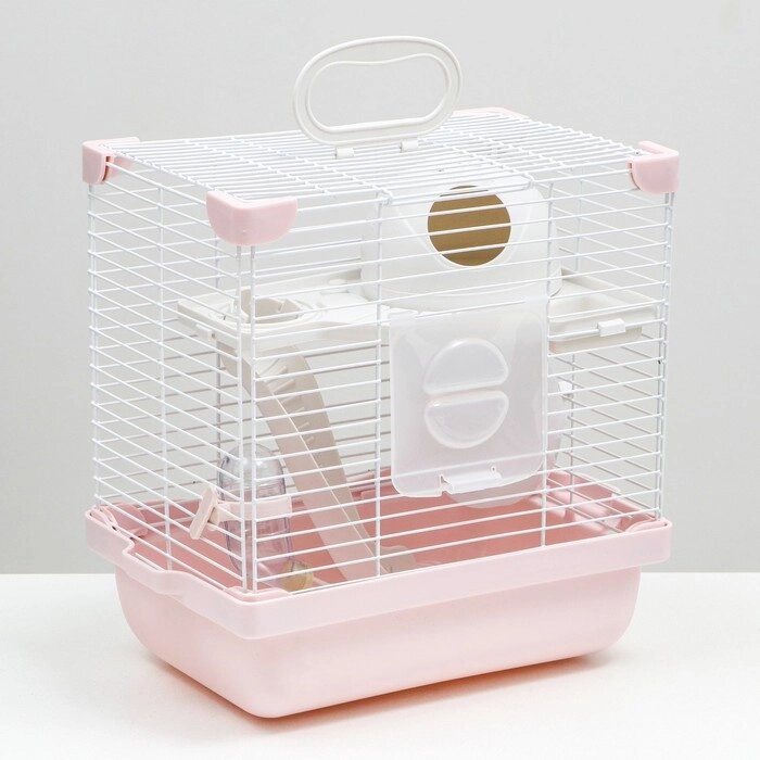 Клетка для грызунов укомплектованная, 27 х 19 х 28 см, розовая от компании Интернет-гипермаркет «MOLL» - фото 1