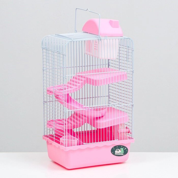 Клетка для мелких грызунов "Пижон", с наполнением, 23 х 17 х 45 см, розовая от компании Интернет-гипермаркет «MOLL» - фото 1