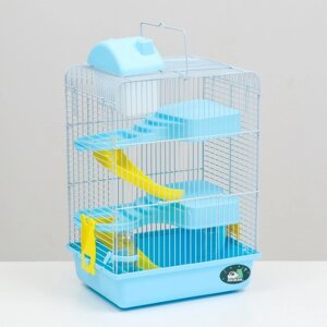Клетка для мелких грызунов с наполнением, 27 х 21 х 45 см, голубая