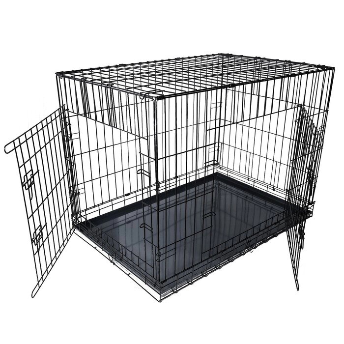 Клетка DogiDom для собак №6 с металлическим поддоном, складная, 121 х 78 х 83 см, черная от компании Интернет-гипермаркет «MOLL» - фото 1