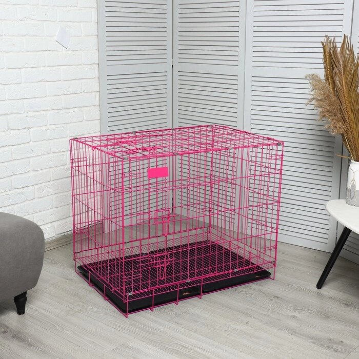 Клетка с люком для собак и кошек, 85 х 60 х 70 см, розовая от компании Интернет-гипермаркет «MOLL» - фото 1