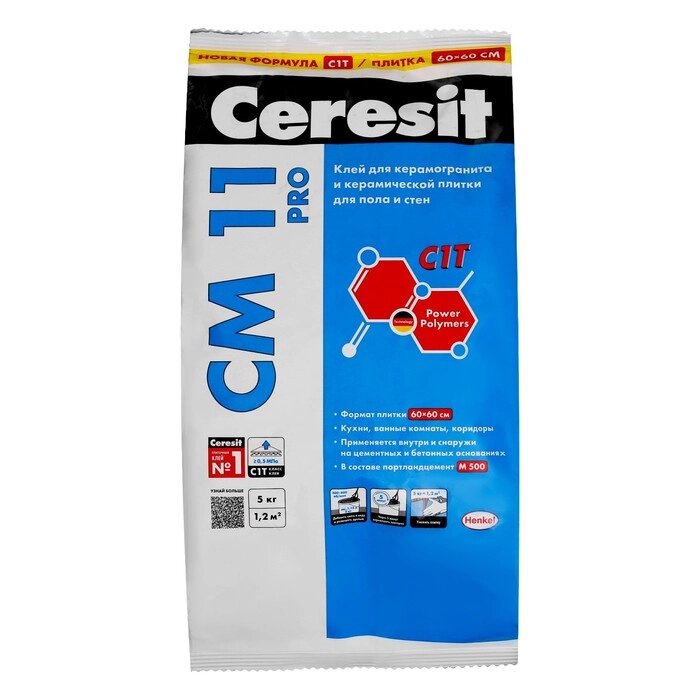 Клей для плитки Ceresit СМ11 Pro (С1), 5кг от компании Интернет-гипермаркет «MOLL» - фото 1
