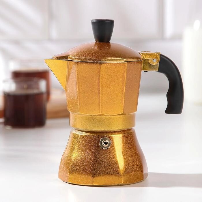 Кофеварка гейзерная "Белланто", на 1 чашку, цвет золотой от компании Интернет-гипермаркет «MOLL» - фото 1