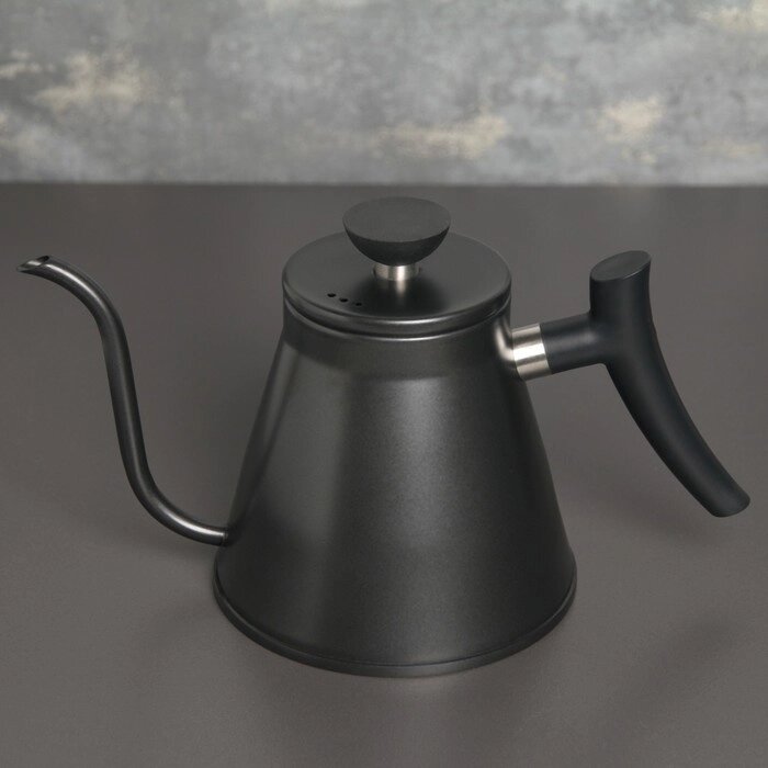 Кофейник с длинным носиком "Пуровер", 1,2 л, 304 сталь, цвет чёрный от компании Интернет-гипермаркет «MOLL» - фото 1