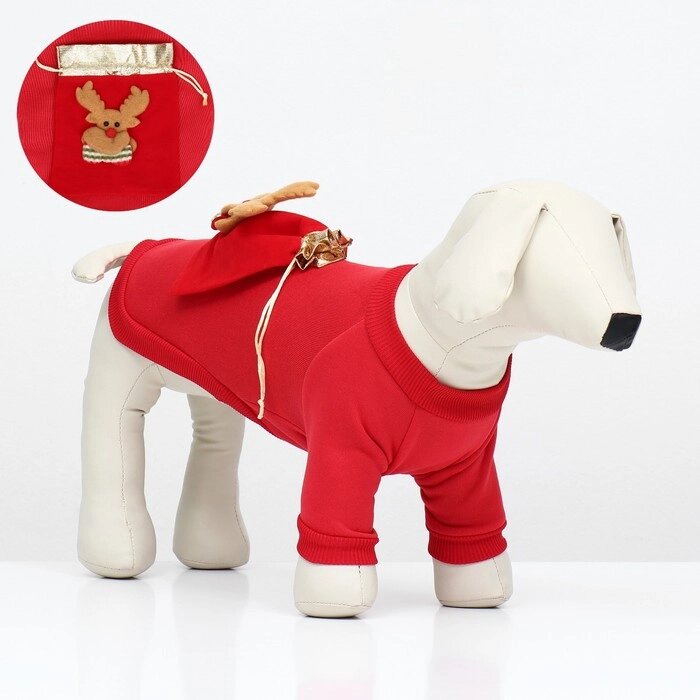 Кофта новогодняя для животных "Подарок", размер 2XL (ДС 45, ОГ 55 см), красный от компании Интернет-гипермаркет «MOLL» - фото 1