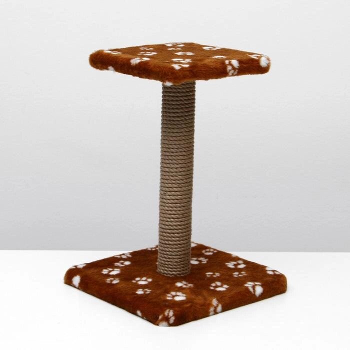 Когтеточка "Полка" с подставкой, 30 х 30 х 40 см, джут,  коричневая с лапками от компании Интернет-гипермаркет «MOLL» - фото 1