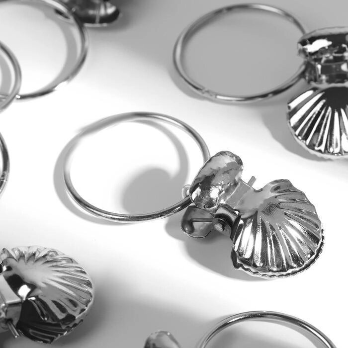 Кольцо для карниза, с зажимом, d = 32/36 мм, 20 шт, цвет серебряный от компании Интернет-гипермаркет «MOLL» - фото 1